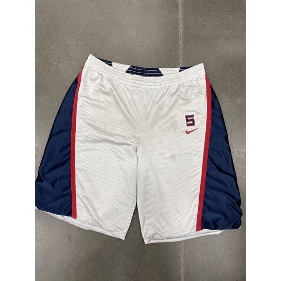 VTG NIKE Olympic Team USA Basketball‎ Shorts Mens Size XXL White Jason Kidd 1996
